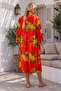 Narçiçeği V-Neck 3/4 Sleeve Hidden Pocket Pleated Floral Printed Casual Viscose Woven Dress 110 58 - 8