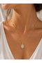 Women's Gold Color Zircon Stone Drop Figured Bead Chain Steel Necklace