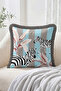 Zebra Figured Leaf Motif Vertical Stripes Modern Design Fringed Throw Pillow Cover Decorative Pillow Cover