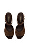 Women's Tan Ankle Buckle Thick Heeled Suede Leather Sandals 26Sfd182210 - 5
