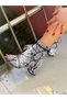 Smi̇le Grey Snake Leather Laces 5 cm Heeled Summer Boots - 6
