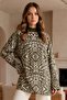 Zebra Patterned Knitwear Tunic R7186 Khaki - 3
