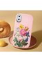 حافظة متوافقة مع هاتف iPhone XS، حافظة حماية للكاميرا من السيليكون باللون الوردي، حافظة هاتف زوجية بنمط زهور - 2