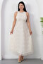Halter Neck Embroidered Tulle Dress Grs4112 - 6