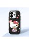 Poco M6 Compatible Case Camera Protector Black Silicone Couple Phone Case with Kitty Pattern