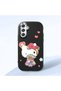 Samsung Galaxy M34 Compatible Case Camera Protector Black Silicone Couple Phone Case Kitty Patterned