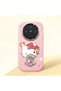 Vivo X300 Compatible Case Camera Protector Pink Silicone Couple Phone Case with Kitty Pattern