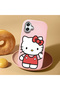 Samsung Galaxy A07 Compatible Case Camera Protector Pink Silicone Couple Phone Case with Kitty Pattern - 2