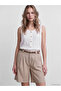 Nevavm Textured Blouse with Oval Collar and Difference in Color