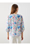 Original Women's Floral Blouse with Open Collar - 4