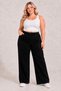 Women's Plus Size High Waist Spliced Stone Detail Wide Leg Palazzo Jean Pants 52-64