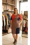 Modern Striped Sport Dress with Zipper and Pocket Detailing and Decorative Accents