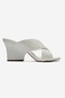 Lavean White Knitted Cross-Strapped Women's Wedge Heeled Slippers - 4