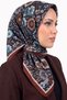 Women's Brown Vintage Floral Patterned Stitched Writing