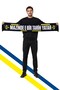 Yellow Navy Blue Palamutlu Unisex Woven Scarf - 3