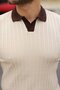 Men's Collar Detailed Patterned Textured Knitwear T-Shirt - 5