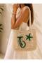 Sea-Themed Beach Bag, Cream Green Shoulder Bag - 2