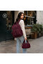 Travel Backpack for Women 2 Piece Set, Backpack & Crossbody Bag, Water Resistant Crinkle Nylon - Burgundy - 3