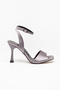 Women's Thin Heeled Anthracite Satin Wrapped Evening Dress Shoes - 4