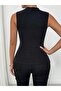 Women's Sleeveless Tulle Round Neck Deep V Decolletage Glitter Blouse - 5