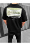 Unisex printed oversize t-shirt - black - 3