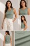 Women's Crew Neck Sleeveless Basic Undershirt Stretchy Fabric Body-Hugging Casual Zero Sleeve Blouse - 4