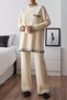Women's Collar and Pocket Stripe Detailed Knitwear Loose Set - 2