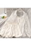 Daisy Embroidered Tulle Shirt and Strap Blouse Shorts Three-Piece Combination Set - 2