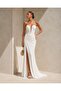 Body-Hugging Fish Cut Dress with Draped Detail on the Front and Tail 583346 White - 3