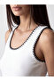 Vizyon New Season White U-Neck Embroidered Women's Undershirt - 3