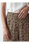 Beige Elastic Waist Patterned Women's Capri - 3