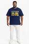 Navy Blue 100% Cotton Oversized Plus Size Men's Printed T-Shirt - 3XL 4XL 5XL 6XL 7XL 8XL 9XL 10XL 11XL T-Shirt - Relaxed Fit