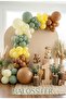 Forest Friends Themed 20-Piece Macaron Yellow Eucalyptus Pastel Yellow Brown Pulseless Balloon Set 1 Year Old Birthday Decoration - 2