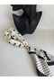 White Polka Dot Double-Sided Scarf with Gold Ring Detail (70X70 cm) - 4