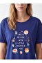 Lcw Dream Navy Blue Crew Neck Printed Women's Nightgown - 3