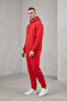Men's Three-Thread Ribbed Sweatshirt Set - Hooded Sweatshirt with Kangaroo Pocket and Sweatpants with Elastic Cuffs - 3