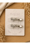 Women's 2Li Premium Stone Transparent Metal Body Non-Marking Hair Makeup Skin Care Clip Buckle Set
