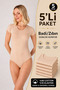 Women's 5-Pack Half Sleeve Snap Fastener Bodysuit/Leotard 90% Cotton