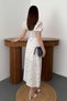 Women's Lilac Floral Carmen Collar Gipeli Waist Slit Midi Summer Dress - 5
