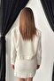 Women's Ecru Jacket-Skirt Set Three-Piece Jacket Skirt Set Leather-Trimmed Crop Blouse Mini Buttoned - 6