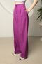 Women's Purple Palazzo Pants High Waist Buttoned Pockets Wide Leg Long Woven - 7