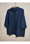 Cotton-Viscose Summer Shirt, Three-Quarter Sleeves, Oversize, Buttoned Shirt - 5