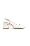 White Color Thick Short Heeled Blunt Toe Open Back Evening Dress Shoes Benova - 4