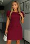 Women's Short Rose Detailed Sleeves Crew Neck Mini Atlas Dress with Pockets - 2