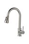 Kitchen faucet with pull-out spout, made of stainless steel, 360° rotatable, brushed finish, 3 water flow modes.