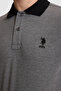 Men's Anthracite Melange Regular Fit Polo Collar Basic T-Shirt 50326978-Vr081 - 6