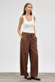 Elastic Waist Modal Trousers - Brown