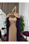 Navy Blue Evening Dress with Chiffon Beading - 3