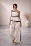 Layered Thin-Strap Blouse with Ruffled Edges in Beige Color - 2