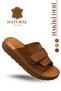 Genuine Leather Men's Slippers - Genuine Leather Men's Slippers with Soft Thick Soles Yc Tan - 3
